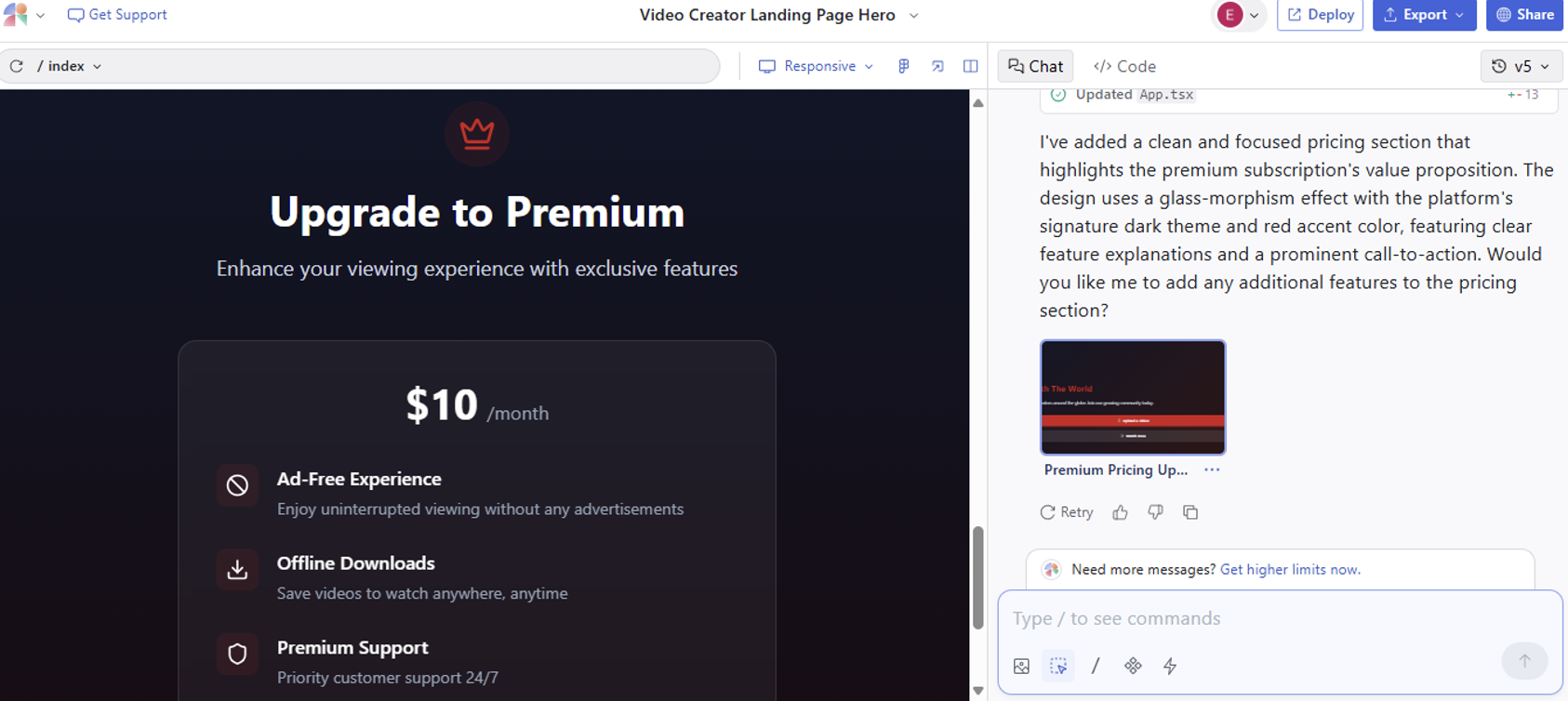 After adding a new section